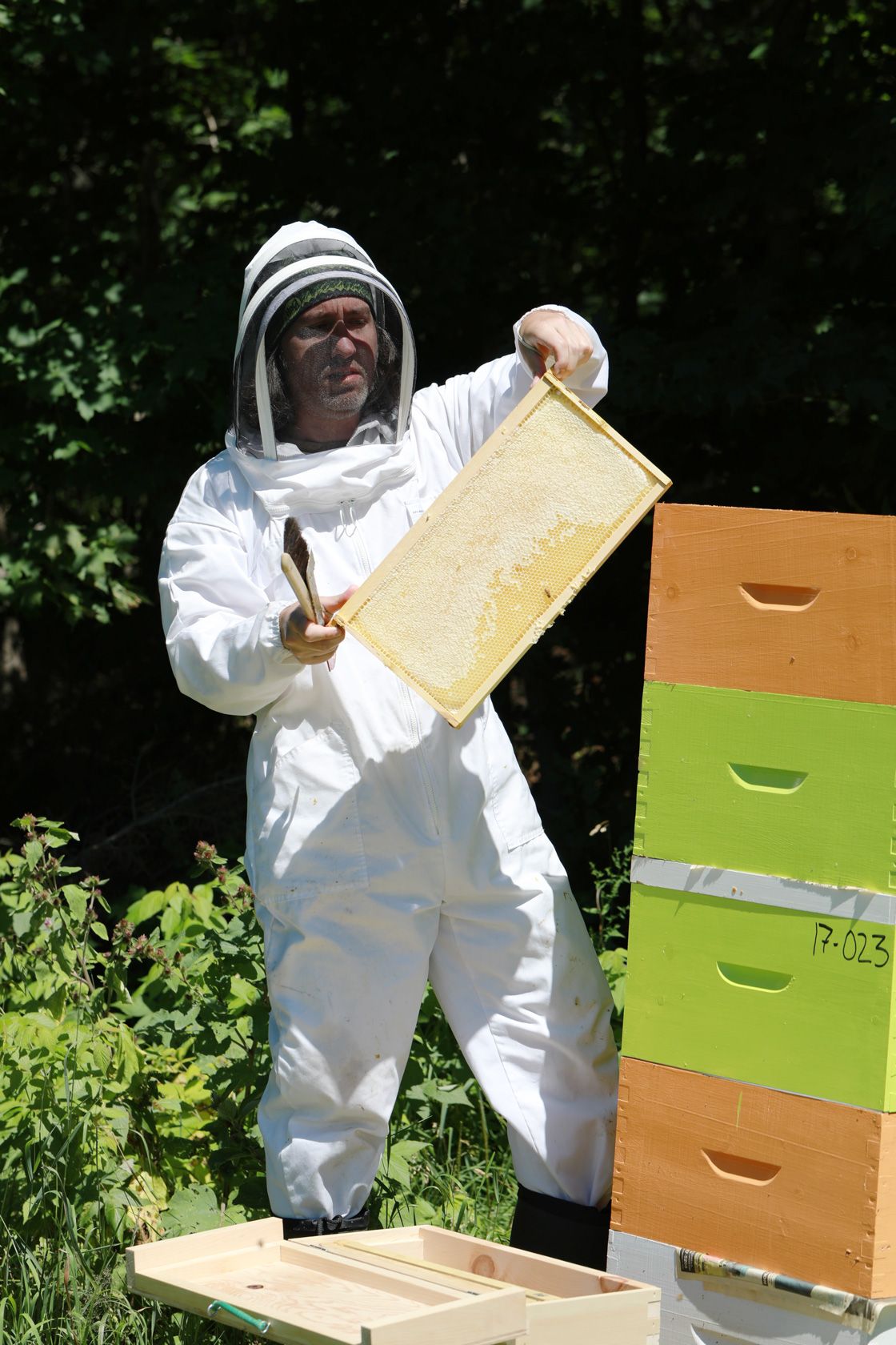 Dr. Patrick Nadeau with his Honey Bee Colony